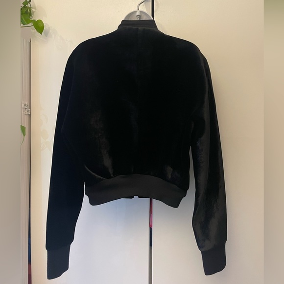 DKNY black velvet structured batwing bomber jacket - Picture 6 of 8